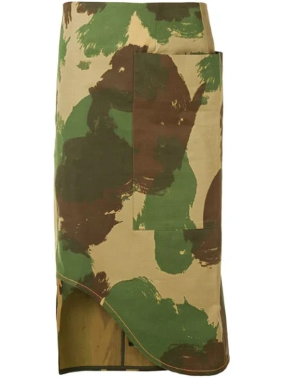 Shop Victoria Beckham Camouflage Pencil Skirt In Green
