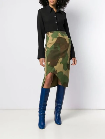 Shop Victoria Beckham Camouflage Pencil Skirt In Green