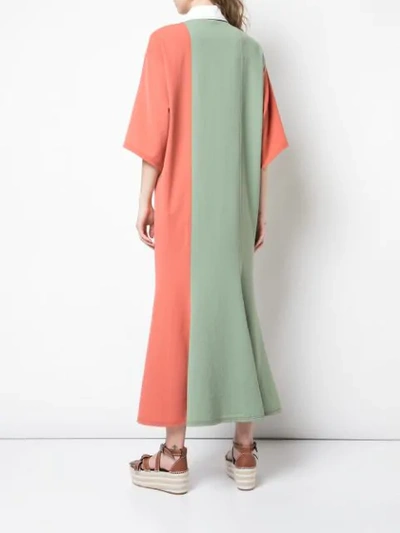 Shop Loewe Colour Block Dress In Green