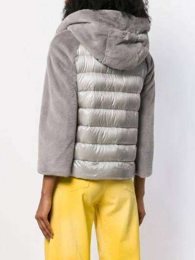 Shop Herno Contrasting Sleeve Puffer Jacket In 9408 Grey