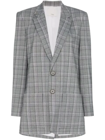 Shop Tibi James Check Pattern Blazer In Multicolour