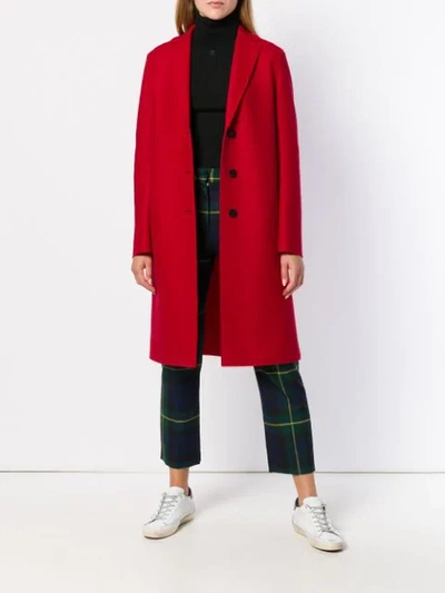 Shop Harris Wharf London Classic Overcoat - Red