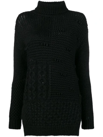 Shop Simone Rocha Patchwork Roll Neck Sweater - Black
