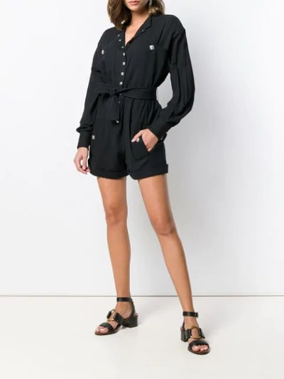 Shop Balmain Belted-waist Playsuit In Black