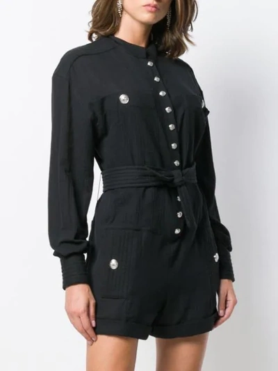 Shop Balmain Belted-waist Playsuit In Black