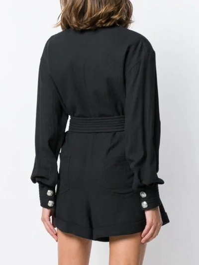 Shop Balmain Belted-waist Playsuit In Black