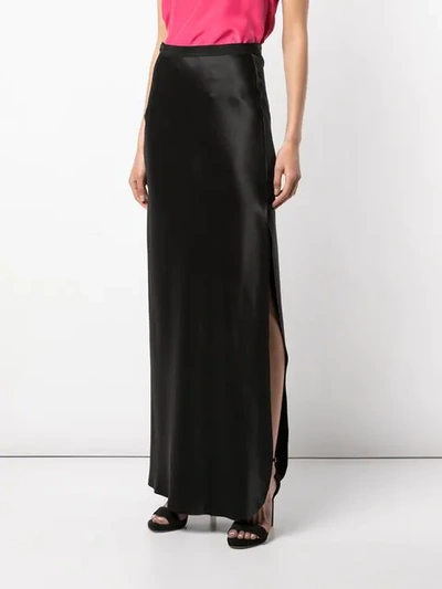 Shop Nili Lotan Long Slip Skirt With Side Slit In Blk
