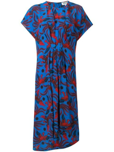 Shop Kenzo Phoenix Print Dress In Blue