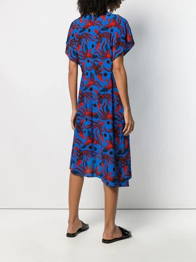 Shop Kenzo Phoenix Print Dress In Blue