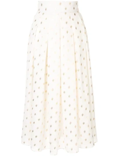 Shop Bambah Disco Polka-dot Midi Skirt In White