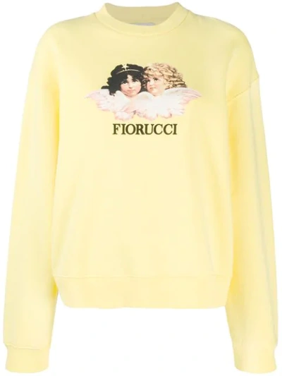 Shop Fiorucci 'vintage Angels' Sweatshirt In Yellow