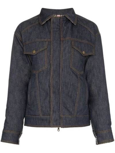 Shop Rosie Assoulin Reversible Wool Puffer Jacket In Blue