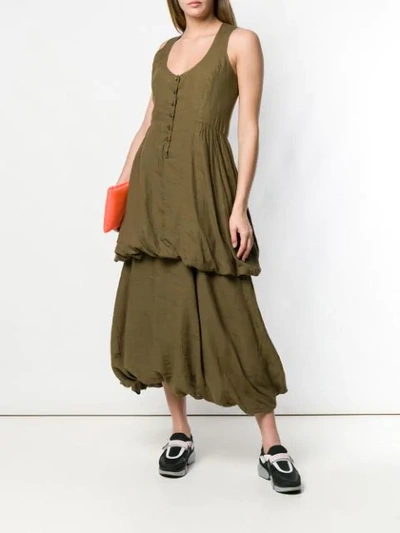 Pre-owned Prada 1990s Tiered Sleeveless Dress In Green