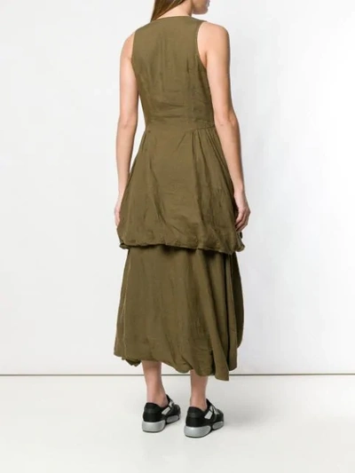 Pre-owned Prada 1990s Tiered Sleeveless Dress In Green