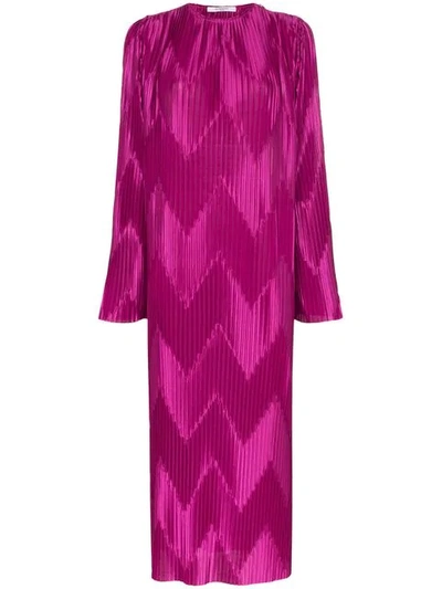Shop Givenchy Chevron Pleat Loose-fit Dress In Purple
