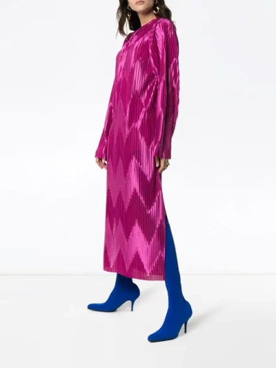 Shop Givenchy Chevron Pleat Loose-fit Dress In Purple