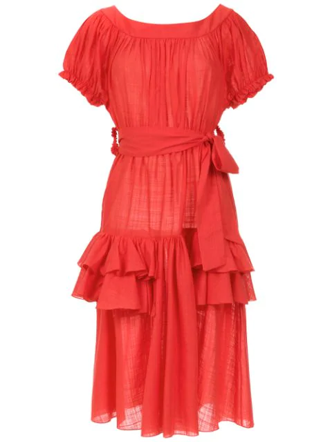 Clube Bossa Ruffled Florenz Dress In Red | ModeSens