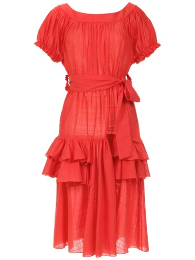 Shop Clube Bossa Ruffled Florenz Dress In Red