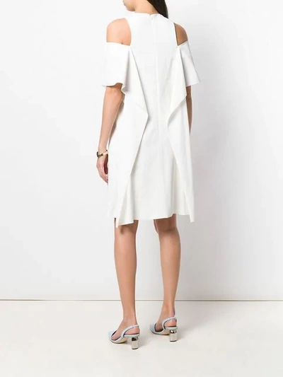 Shop Maison Rabih Kayrouz Cold Shoulder Ruffle Dress In White