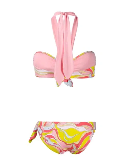 Shop Emilio Pucci Rivera Print Halterneck Bikini In 065 Rosa/lime