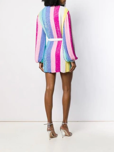 Shop Retroféte Unicorn Stripe Sequin Mini Dress In Multicolour
