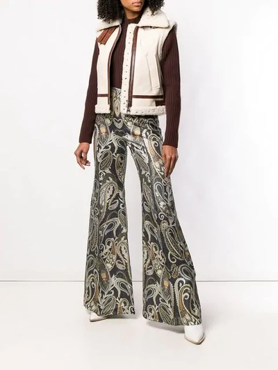 Shop Chloé Paisley Print Flared Trousers In Blue ,green