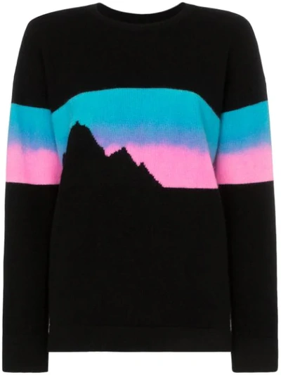 Shop The Elder Statesman Rambler Mountain Print Cashmere Jumper In Black