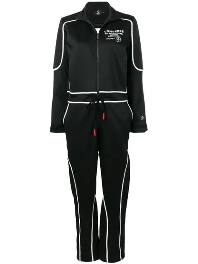 Logo Zipped Jumpsuit In Black