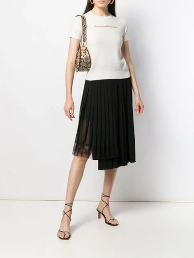 Shop Ermanno Scervino Asymmetric Pleated Skirt In Black
