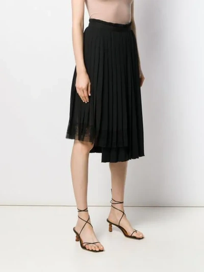 Shop Ermanno Scervino Asymmetric Pleated Skirt In Black