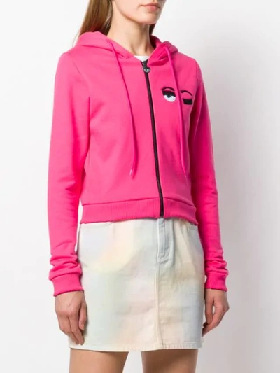 Shop Chiara Ferragni Cropped Sweatshirt Jacket In Pink