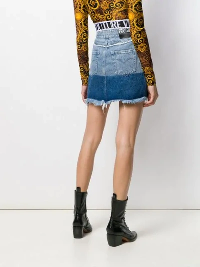 Shop Versace Jeans Couture Two-tone Denim Skirt In Blue