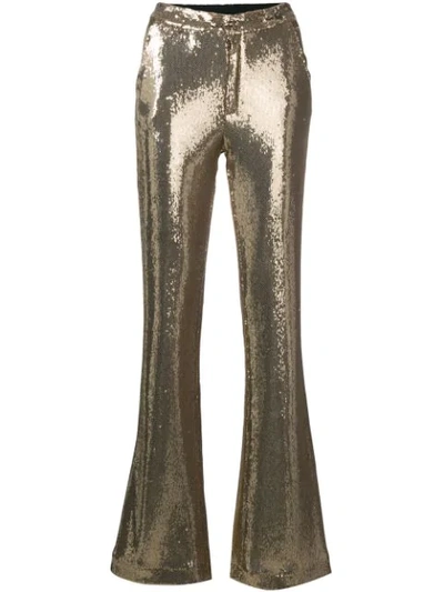 Shop Ainea Flared Sequin Trousers In Gold