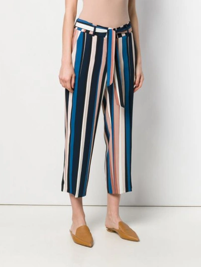 Shop Cambio Multi-stripe Cropped Trousers - Blue