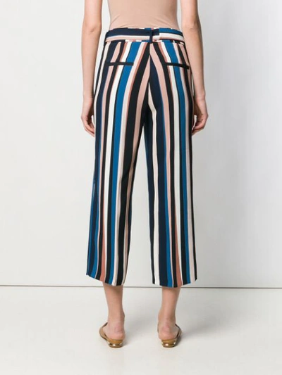 Shop Cambio Multi-stripe Cropped Trousers - Blue