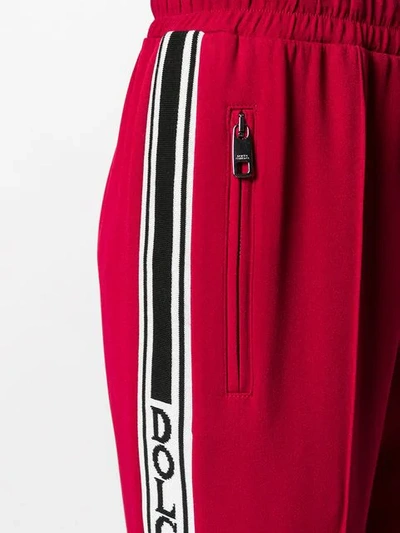 Shop Dolce & Gabbana Appliqué Striped Track Pants In Red