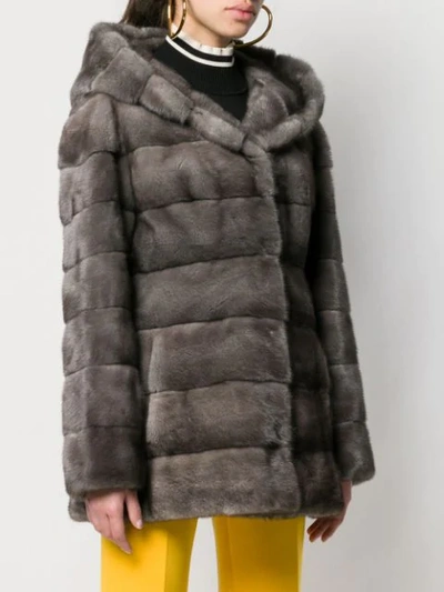 Shop Liska Valencia Fur Coat In Grey