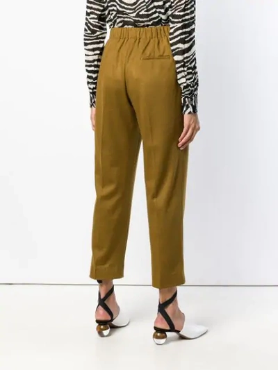 Shop Forte Forte Elastic Waist Trousers In Green