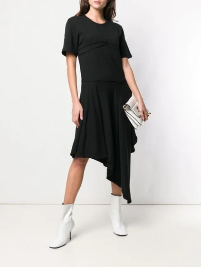 Shop Jw Anderson Asymmetric Hem Flared Dress In Black