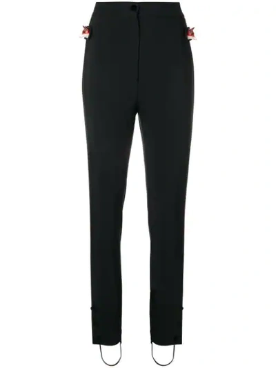 Dolce & Gabbana Tuxedo Stripe Fox Trim Trousers In Black
