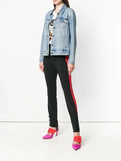 Dolce & Gabbana Tuxedo Stripe Fox Trim Trousers In Black