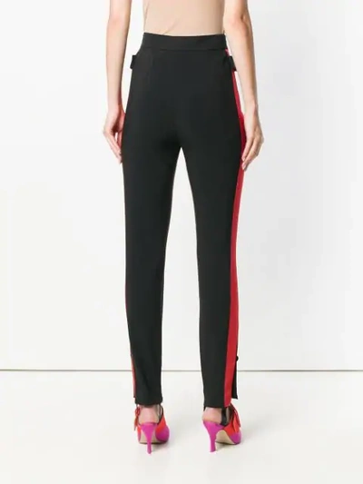 Dolce & Gabbana Tuxedo Stripe Fox Trim Trousers In Black