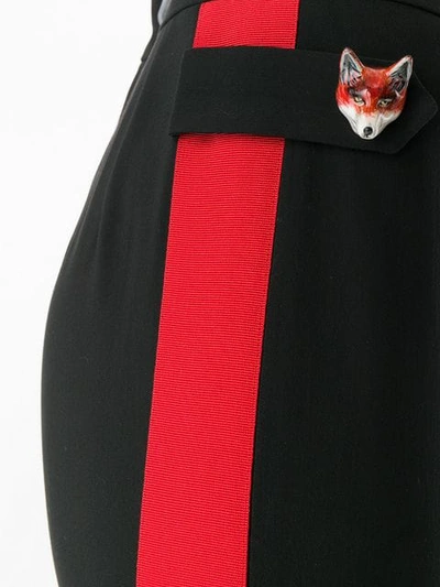 Dolce & Gabbana Tuxedo Stripe Fox Trim Trousers In Black
