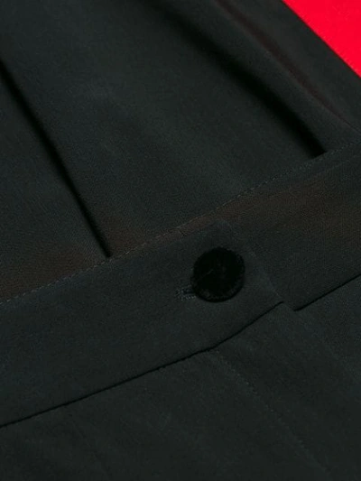 Dolce & Gabbana Tuxedo Stripe Fox Trim Trousers In Black