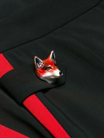 Dolce & Gabbana Tuxedo Stripe Fox Trim Trousers In Black