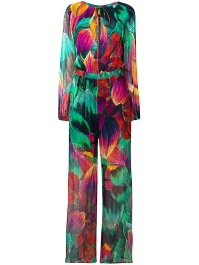 Shop Pinko Printed Jumpsuit In Green