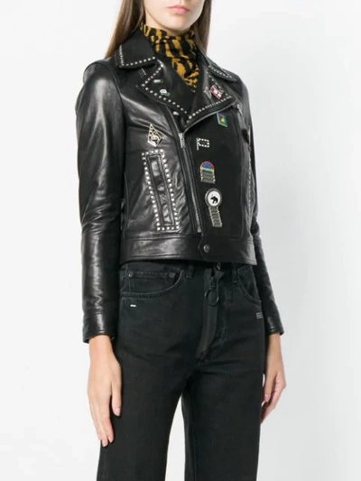 Shop Saint Laurent Studded Biker Jacket In Black