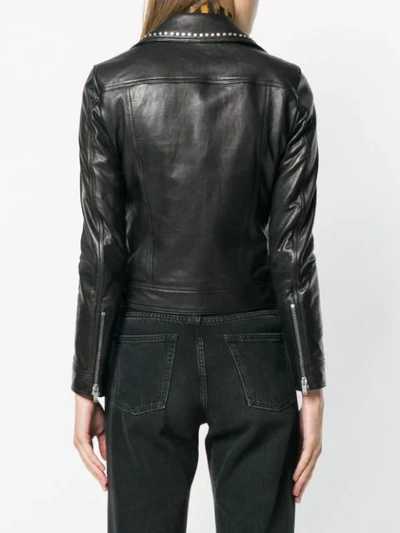 Shop Saint Laurent Studded Biker Jacket In Black