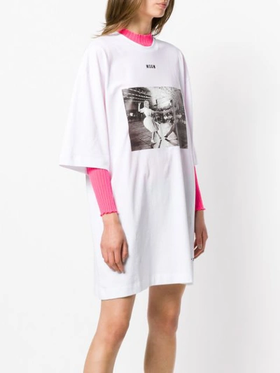 Shop Msgm Photo Print T-shirt Dress - White