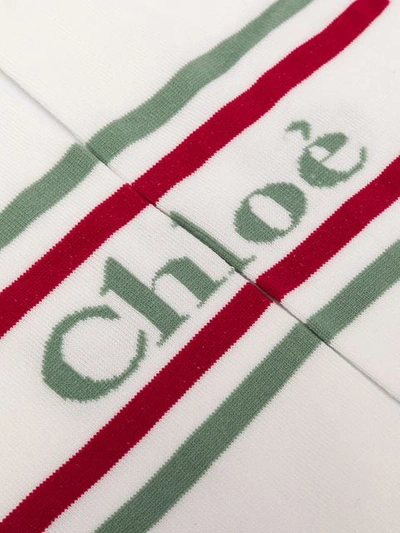 Shop Chloé Logo Mid-calf Socks In 98c White